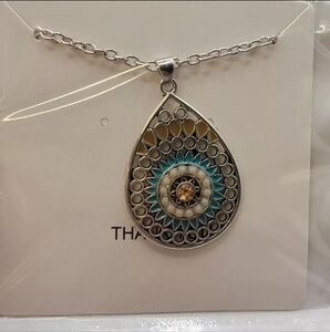 Bohemian Crystal Enamel Teardrop Pendant Necklace